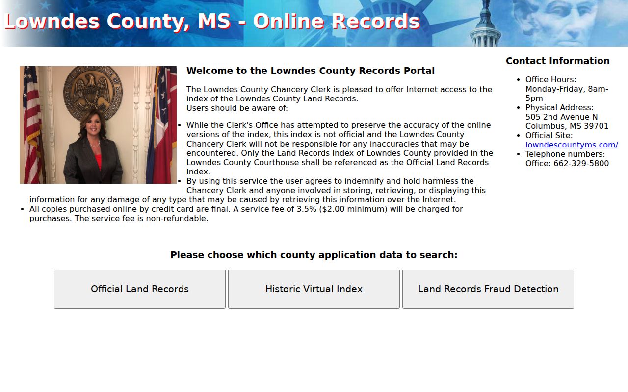 Lowndes civil docket Chancery land portal index controls
