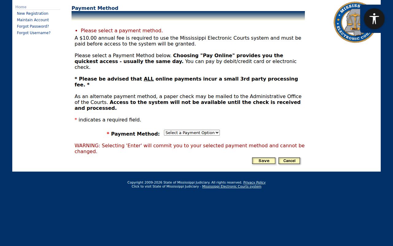 Lowndes criminal docket MEC PAMEC payment selection