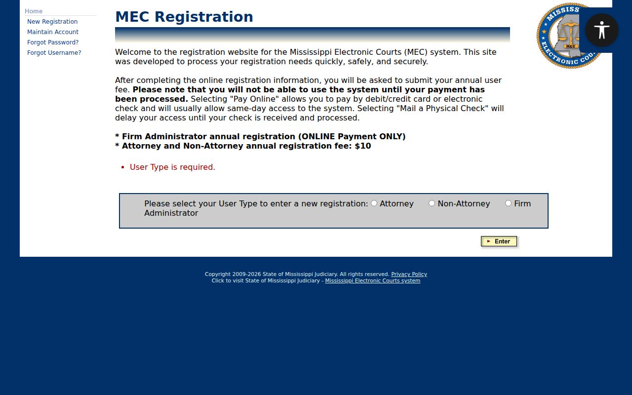 Lowndes criminal docket MEC PAMEC registration controls
