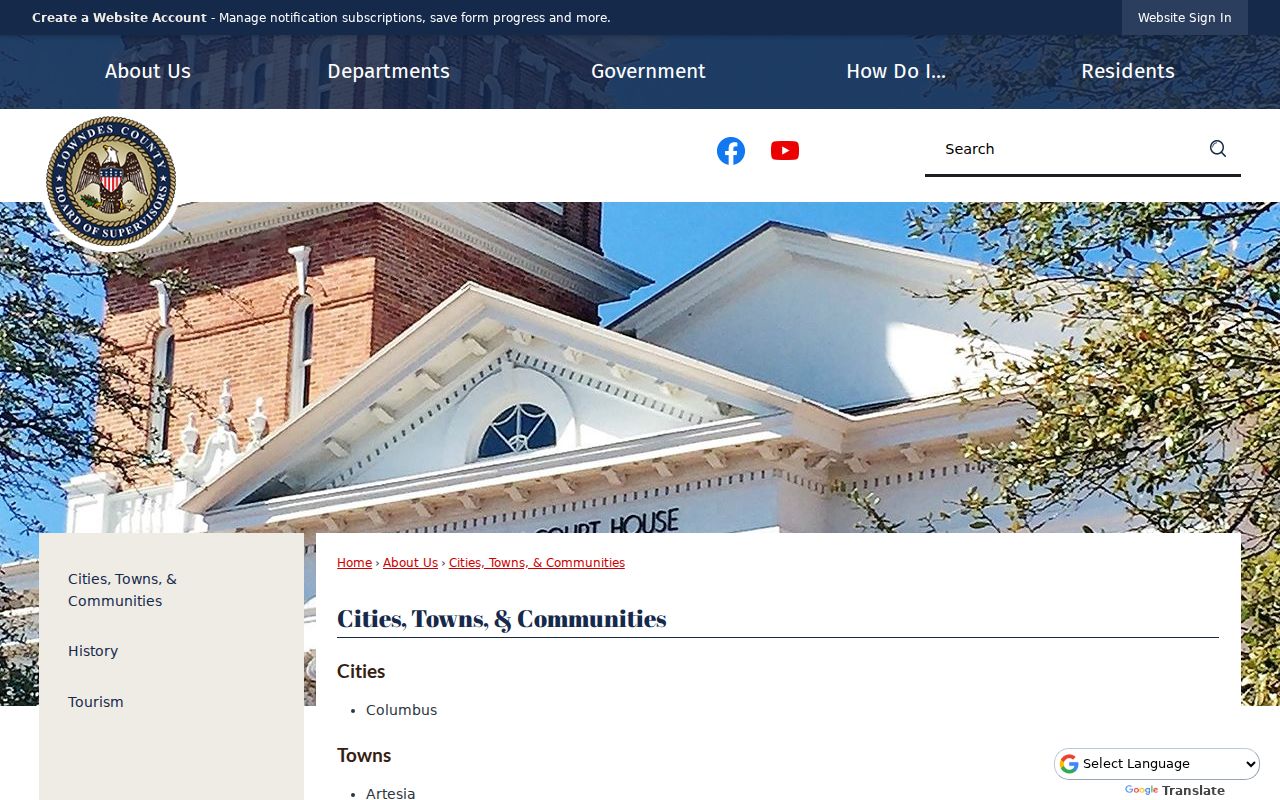 Lowndes County court docket municipalities source page